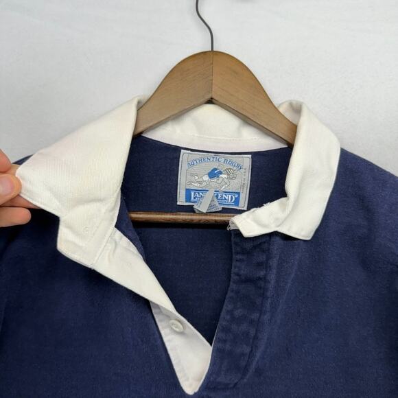 Vintage Lands End Rugby Shirt Men's XL Tall XLT Red White Blue USA Made Flag 90s - Picture 14 of 16